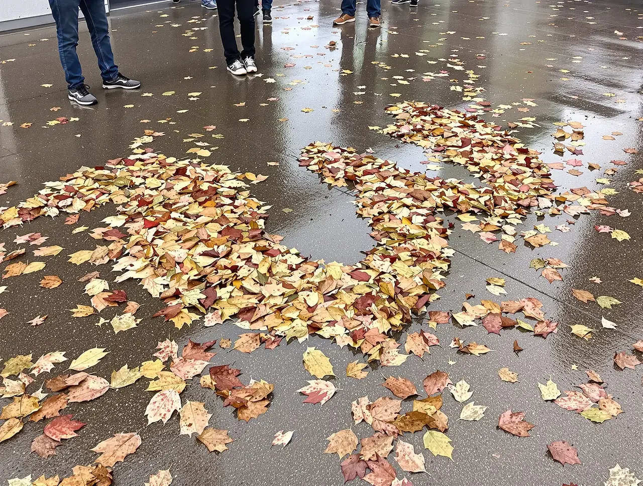 速报：落叶艺术节作品遭暴雨损毁